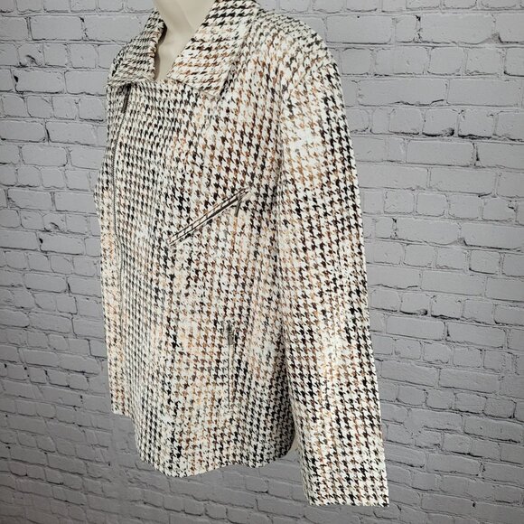 Chico's Brown Metallic Houndstooth Lightweight Full Zip Moto Jacket Size 3 US 16 - Picture 13 of 15